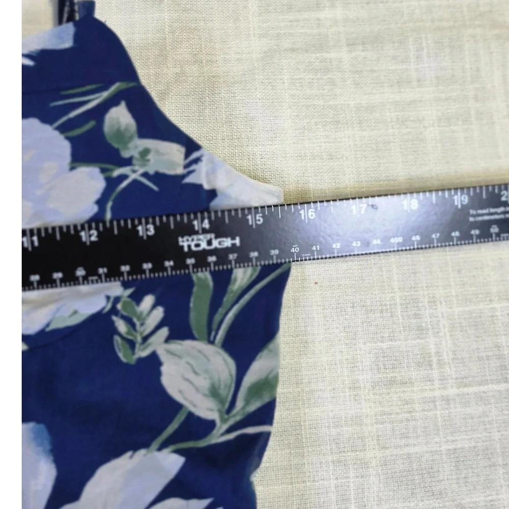 Lily Rose Blue Floral Maxi Dress Spaghetti Strap Ruffle Faux Wrap Large